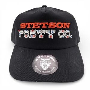 Stetson X Post Malone Hat Studded Posty Ball Cap‎ Black Adjustable Snapback NEW